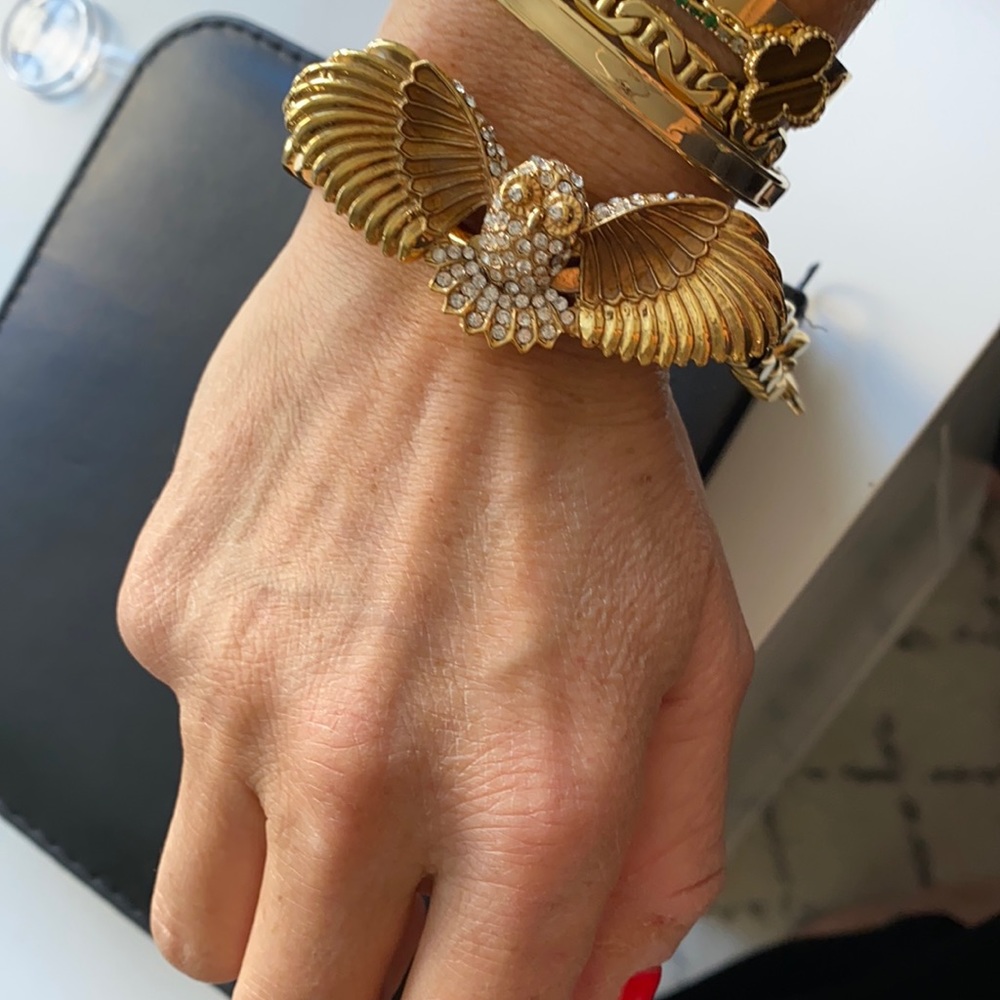 Moss Mills Gold Plate Chain Link Bracelet with Owl